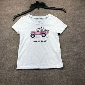 Life Is Good Short Sleeve White With Pink Jeep Size 6